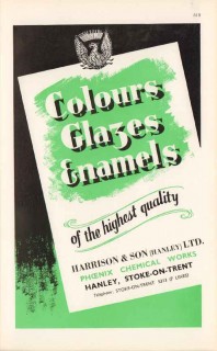 harrison son ltd 1947 colors glazes enamels pottery vintage ad