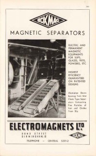 electromagnets ltd 1947 boxmag magnetic separators pottery vintage ad