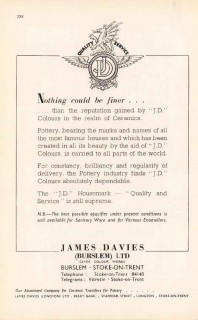 james davies ltd 1947 jd colors quality service pottery vintage ad