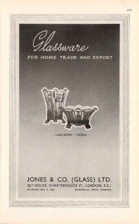jones company ltd 1947 lancaster design export glassware vintage ad