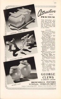 george clews company ltd 1947 perfecto tea set vase pottery vintage ad