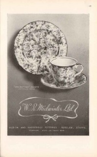 w r midwinter ltd 1947 springtime chintz dinnerware pottery vintage ad