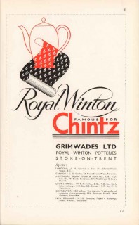 grimwades ltd 1947 royal winton famous chintz pottery vintage ad