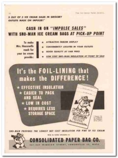 Consolidated Paper Bag Company 1952 Vintage Ad Ice Cream Impulse Sales Consolidated Paper Bag Company 1952 Vintage Ad Ice Cream Impulse Sales