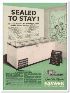 Savage Arms Corp 1952 Vintage Ad Ice Cream Cabinet Sealed Moisture Savage Arms Corp 1952 Vintage Ad Ice Cream Cabinet Sealed Moisture