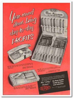 du pont 1952 year-round profits combs nail hand tooth brush vintage ad