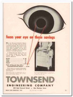 townsend engineering company 1952 pork-cut skinner packing vintage ad