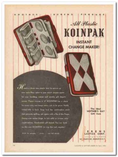 berens plastic corp 1946 koinpak mothers day coin case vintage ad