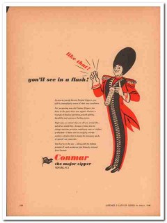 Conmar Products Corp 1946 Vintage Ad Luggage Zipper Flash Flawless