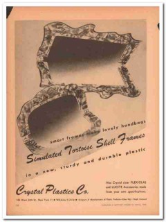 crystal plastics company 1946 tortoise shell frames handbag vintage ad