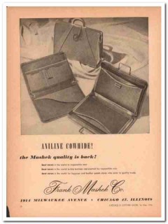 Frank Mashek Company 1946 Vintage Ad Leather Cases Aniline Cowhide