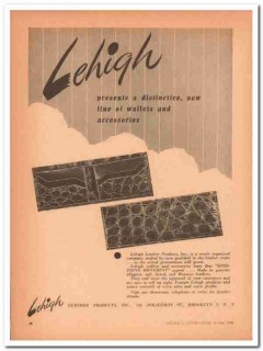 Lehigh Leather Products Inc 1946 Vintage Ad Wallet Accessories