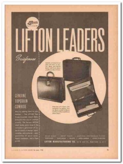 Lifton Mfg Company 1946 Vintage Ad Brief Cases Genuine Cowhide Leaders