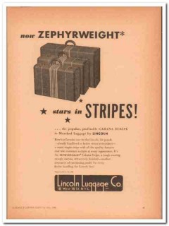 Lincoln Luggage Company 1946 Vintage Ad Zephyrweight Cabana Stripes