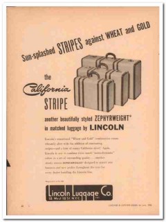 Lincoln Luggage Company 1946 Vintage Ad Zephyrweight California Stripe