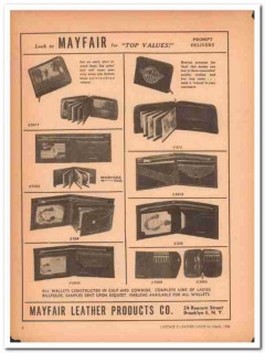 Mayfair Leather Products Company 1946 Vintage Ad Wallets Top Values