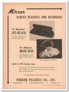 mirror plastics company 1946 leonace bag patent handbag vintage ad