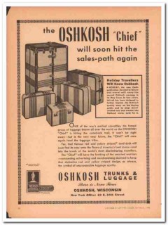 Oshkosh Trunks Luggage Company 1946 Vintage Ad Chief Sales-Path Again