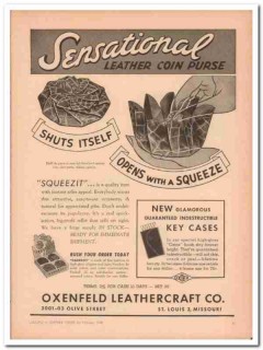 oxenfeld leathercraft company 1946 coin purse key cases vintage ad