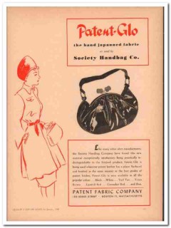 patent fabric company 1946 patent-glo society handbag vintage ad
