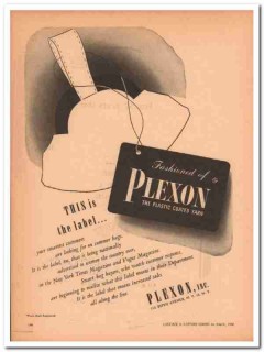 plexon inc 1946 label fashioned plastic coated yarn handbag vintage ad