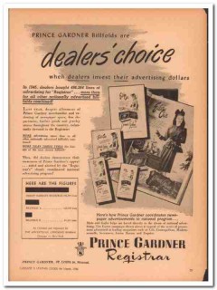 Prince Gardner Inc 1946 Vintage Ad Leather Billfolds Dealers Choice
