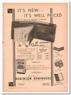 Robinson Reminders Inc 1946 Vintage Ad Billfold New Well Priced He-Man