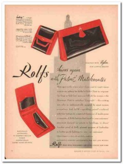 Rolfs 1946 Vintage Ad Billfold Patent Matchmates Boodle Bag Directress