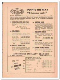 Stationers Specialty Company 1946 Vintage Ad Leather Goods Staco