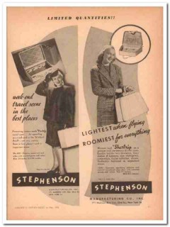 Stephenson Mfg Company 1946 Vintage Ad Luggage Travel Case Shortrip