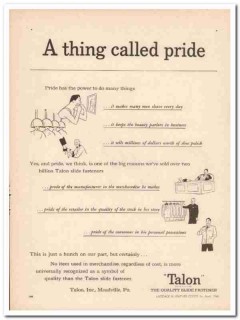 Talon Inc 1946 Vintage Ad Luggage Slide Fasteners Thing Called Pride