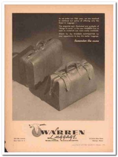 Warren Luggage Company 1946 Vintage Ad Exquisite Pair Enter 70th Year