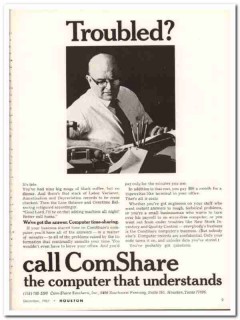com-share southern inc 1967 troubled computer time-sharing vintage ad