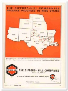 gifford-hill companies 1967 progress nine states concrete vintage ad