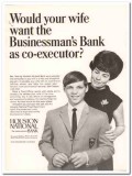houston national bank 1967 wife businessman co-executor vintage ad