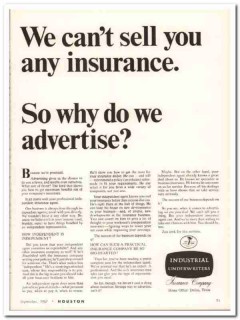 industrial underwriters insurance company 1967 we advertise vintage ad industrial underwriters insurance company 1967 we advertise vintage ad