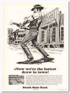 south main bank 1967 now fastest draw town financial vintage ad south main bank 1967 now fastest draw town financial vintage ad