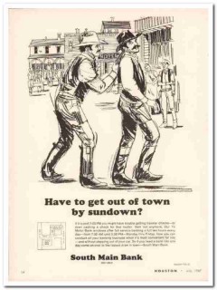 south main bank 1967 get-out-of-town sundown financial vintage ad south main bank 1967 get-out-of-town sundown financial vintage ad