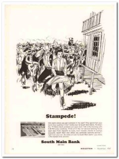 south main bank 1967 stampede rush tv motor-bank window vintage ad south main bank 1967 stampede rush tv motor-bank window vintage ad