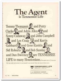 tennessee life insurance company 1967 tommy thompson agency vintage ad tennessee life insurance company 1967 tommy thompson agency vintage ad