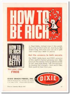 dixie snack foods inc 1967 rich j paul getty jack kyle food vintage ad