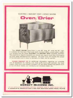 dorsey-mccomb inc 1967 radiant heat oven drier snack food vintage ad