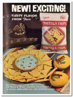 facs company 1967 new exciting tortilla chips snack food vintage ad