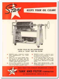 star tank filter corp 1967 clean oil shortening snack food vintage ad