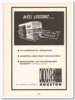 Core Laboratories Inc 1958 Vintage Ad Oil Well Logging Spectrographic Core Laboratories Inc 1958 Vintage Ad Oil Well Logging Spectrographic