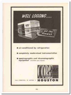 Core Laboratories Inc 1958 Vintage Ad Oil Well Logging Spectrographic