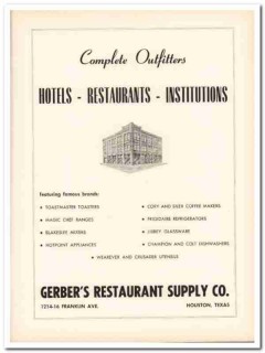 gerbers restaurant supply company 1953 complete outfitters vintage ad