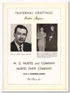 w g murtes paint company 1953 new orleans greetings ahepa vintage ad