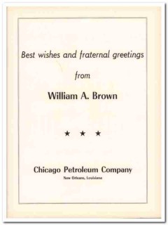 Chicago Petroleum Company 1953 Vintage Ad William Brown AHEPA Greeting