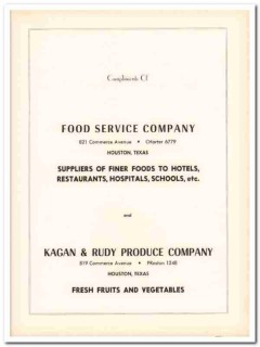 food service company 1953 kagan rudy produce houston texas vintage ad